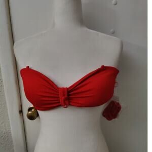 Red Carter Bikini Top M NEW Swim Cherry Girl Coquette Girl Mermaid Twee Cosplay